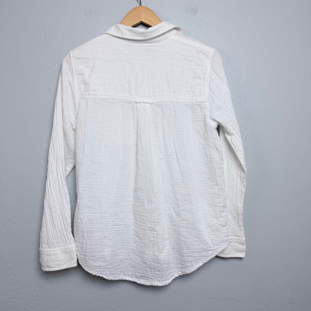 Quince White 100% Organic Cotton Gauze Long Sleeve Button Down Shirt Small - Picture 3 of 10
